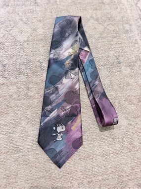 Vintage Peanuts Snoopy Flying Ace Tie Cervantes Purple Abstract USA